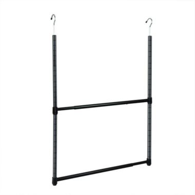 Oceanstar Design Group Oceanstar 2-Tier Portable Adjustable Closet Hanger Rod, Black. View a larger version of this product image.
