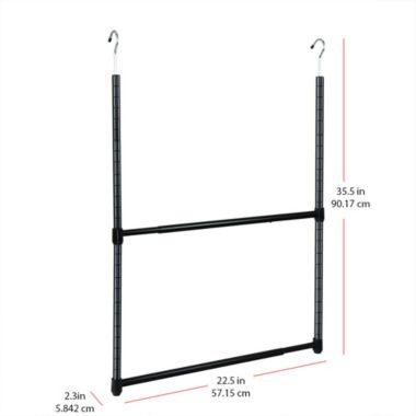 Oceanstar Design Group Oceanstar 2-Tier Portable Adjustable Closet Hanger Rod, Black. View a larger version of this product image.