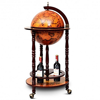 Costway 16th Century Wood Globe Wine Bar Stand. View a larger version of this product image.