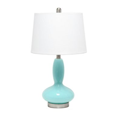 Elegant Designs Contemporary Curved Glass Table Lamp with White Fabric Shade - Seafoam. View a larger version of this product image.