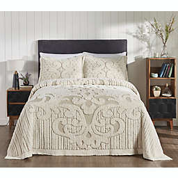 Better Trends Serenity Collection 100% Cotton Tufted 3 Piece Twin Bedspread and Sham Set - Natural/Beige