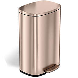 iTouchless SoftStep Stainless Steel Step Trash Can with AbsorbX Odor Filter and Removable Inner Bucket 13.2 Gallon Rose Gold