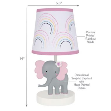 Bedtime Originals Rainbow Jungle Elephant Nursery Lamp with Shade & Bulb. View a larger version of this product image.