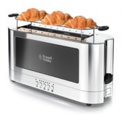 Russell Hobbs Glass Accented Long Toaster, Black & Stainless Steel, 2-Slice Slot