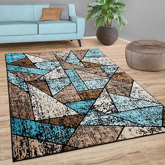 Paco Home Brown Blue Area Rug For, What Color Rug For Brown Floor