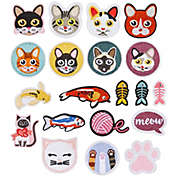 Bright Creations Cat and Fish Iron On Patches (20 Piece Set) Cute Embroidered Applique Sew On Clothing, Backpacks, Hats, Jackets