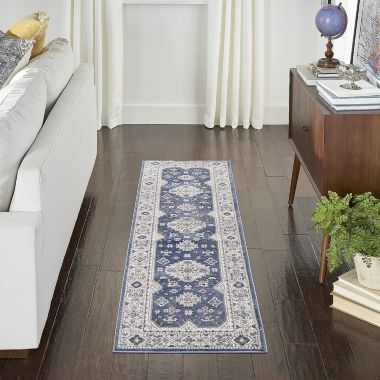 Nicole Curtis Series 4 Vintage Indoor Rug Grey/Navy 2'2" x 7'6. View a larger version of this product image.