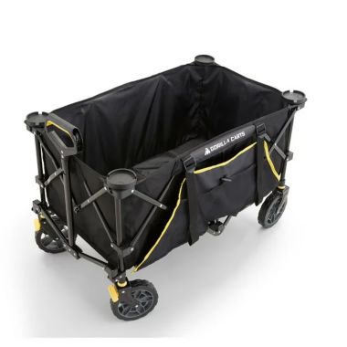 Gorilla Carts Foldable Utility Beach Wagon with Oversized Bed in Black. View a larger version of this product image.