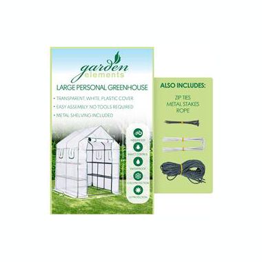 Garden Elements Personal Plastic Indoor/Outdoor Standing Greenhouse For Seed Starting and Propagation, Frost Protection (Clear, Large, 77in x 56in x 56in). View a larger version of this product image.