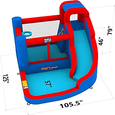 Sunny & Fun Compact Bounce-A-Round Inflatable Water Slide Park - Heavy-Duty for Outdoor Fun - Climbing Wall, Slide & Splash Pool - Easy to Set Up & Inflate with Included Air Pump & Carrying Case. View a larger version of this product image.