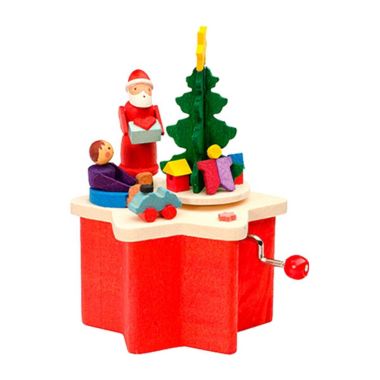 Alexander Taron 3.5" Red, Green, and White Santa Handcrank Decorative Music Box. View a larger version of this product image.