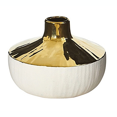 Nearly Natural 8" Elegance Ceramic Decorative Vase with Gold Accents. View a larger version of this product image.