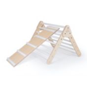 Lily and River&reg; Premium Bamboo Little Climber with Ladder Slide - Montessori Pikler Triangle - Indoor Climbing Gym for Toddler - Read Along Board Book