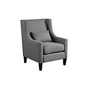 Best Master Furniture Glenn Linen with Nailhead Trim Arm Chair, Dark Grey