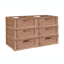 Niche Cubo Set of 6 Half-Size Foldable Wicker Square Storage Basket - Natural