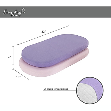 Everyday Kids 2 Pack Bassinet Sheets - Pink/Purple - 100% Cotton. View a larger version of this product image.