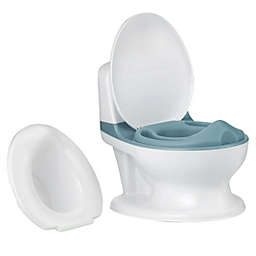 Slickblue Kids Realistic Flushing Sound Lighting Potty Training Transition Toilet -Blue