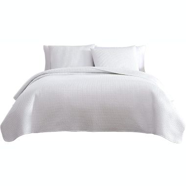 The Nesting Company Aspen 3 Piece Bedding Collection Embossed Quilt Coverlet Bedspread with 2 Pillow Shams Ultra Luxuriously Soft Lightweight and Comfortable Microfiber - Queen - White. View a larger version of this product image.