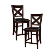 Lexicon Set of 2 Counter Height Dining Chair, Wood Frame, Warm Merlot Finish