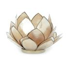 Alternate image 0 for Contrast Smoke Brown Capiz Shell Opening Lotus Flower Bulb Tealight Candle Holder