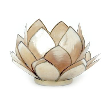 Contrast Smoke Brown Capiz Shell Opening Lotus Flower Bulb Tealight Candle Holder. View a larger version of this product image.