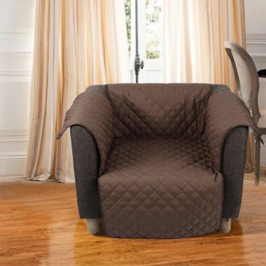 Stock Preferred Quilted Sofa Chair Slipcover in 1-Seater Brown. View a larger version of this product image.