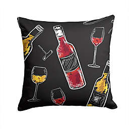 Caroline's Treasures Red and White Wine on Black Fabric Decorative Pillow 14 x 14