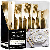 Stock Your Home 160-Piece Gold Plastic Silverware Set