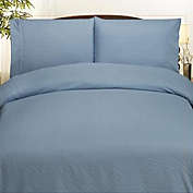 Plazatex Embossed Dobby Stripe Microfiber Comforter And Sheet Set - Queen 86x86", Light Blue