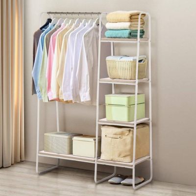 KingSo Metal Garment Rack with Shelves and Clothes Storage in Black