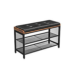 VASAGLE Industrial Shoe Rack Bench with Cushion Top