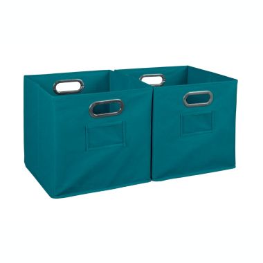 Niche Cubo Set of 2 Foldable Fabric Storage Bin with Built-in Chrome Handles - Teal. View a larger version of this product image.