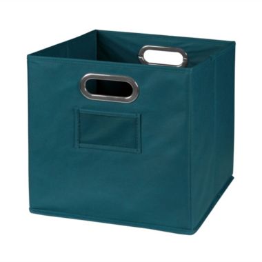 Niche Cubo Set of 2 Foldable Fabric Storage Bin with Built-in Chrome Handles - Teal. View a larger version of this product image.