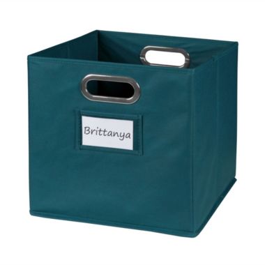 Niche Cubo Set of 2 Foldable Fabric Storage Bin with Built-in Chrome Handles - Teal. View a larger version of this product image.