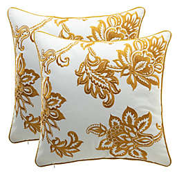Karat Home Embroidered French Country Throw Pillow Cover in Gold (Set of 2)
