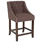 Alternate image 2 for Merrick Lane Hadleigh Upholstered Counter Stool 24" High Transitional Tufted Walnut Counter Stool with Accent Nail Trim in Brown Fabric
