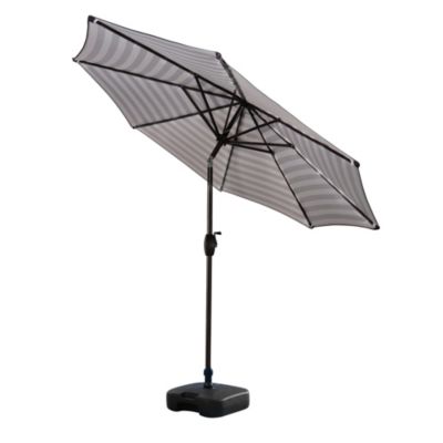 WestinTrends 9 Ft Outdoor Patio Market Table Umbrella with Square Plastic Fillable Base, Black/White Stripe