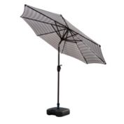 WestinTrends 9 Ft Outdoor Patio Market Table Umbrella with Square Plastic Fillable Base, Black/White Stripe