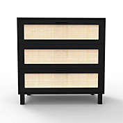Creativeland Oxford Rattan Black 3 Drawer Chest of Drawers (31.2 in L. X 15.6 in W. X 31.2 in H.)