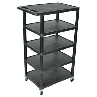 Luxor 5 Shelf Multipurpose Mobile Rolling Kitchen Hotel Banquet Utility Service Cart Black 24W x 46H. View a larger version of this product image.