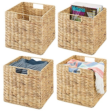 mDesign Woven Hyacinth Home Storage Basket for Cube Furniture, 4 Pack. View a larger version of this product image.