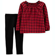 Carter&#39;s Baby Girl&#39;s 2 Pc Buffalo Check Twill Top & Leggings Set Red Size 6MOS