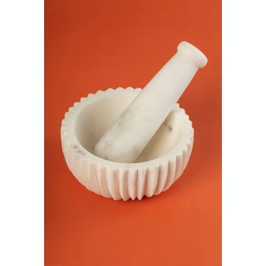 GAURI KOHLI Milan Marble Mortar Pestle - White. View a larger version of this product image.