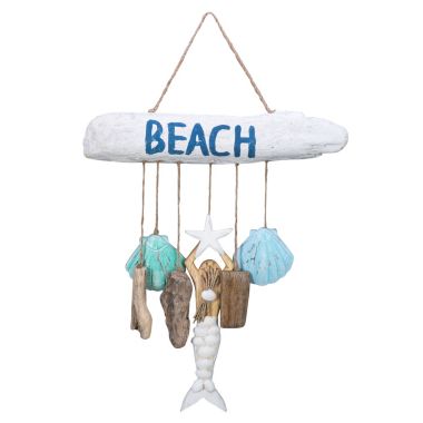 Distressed Driftwood Hanging Mermaid and Shells Beach Plaque Wall Sign Décor New. View a larger version of this product image.