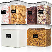 Infinity Merch Plastic Storage Jars with Lids (6 Pack) - 32 Oz