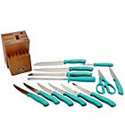 Alternate image 3 for Oster Evansville 14 Piece Stainless Steel Blade Cutlery Set with Turquoise Plastic Handles