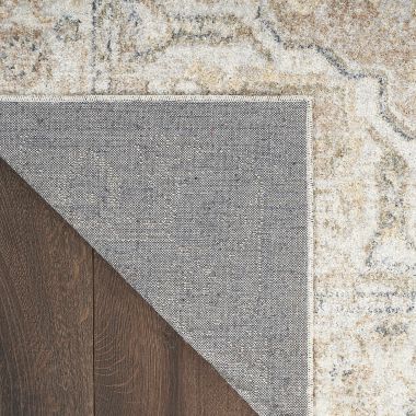 Nourison Astra Machine Washable Vintage Medallion Indoor Rug Beige 2'2" x 10'. View a larger version of this product image.