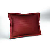 Burgundy Pillow Sham Euro Size Decorative Striped Pillow Case with Envelope Closer, Red Solid Tailored Pillow Cover