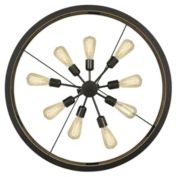 Cal Lighting 60W X 9 Bradford Metal And Wood Chandelier (Edison Bulbs Not Included)