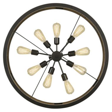 Cal Lighting 60W X 9 Bradford Metal And Wood Chandelier (Edison Bulbs Not Included). View a larger version of this product image.